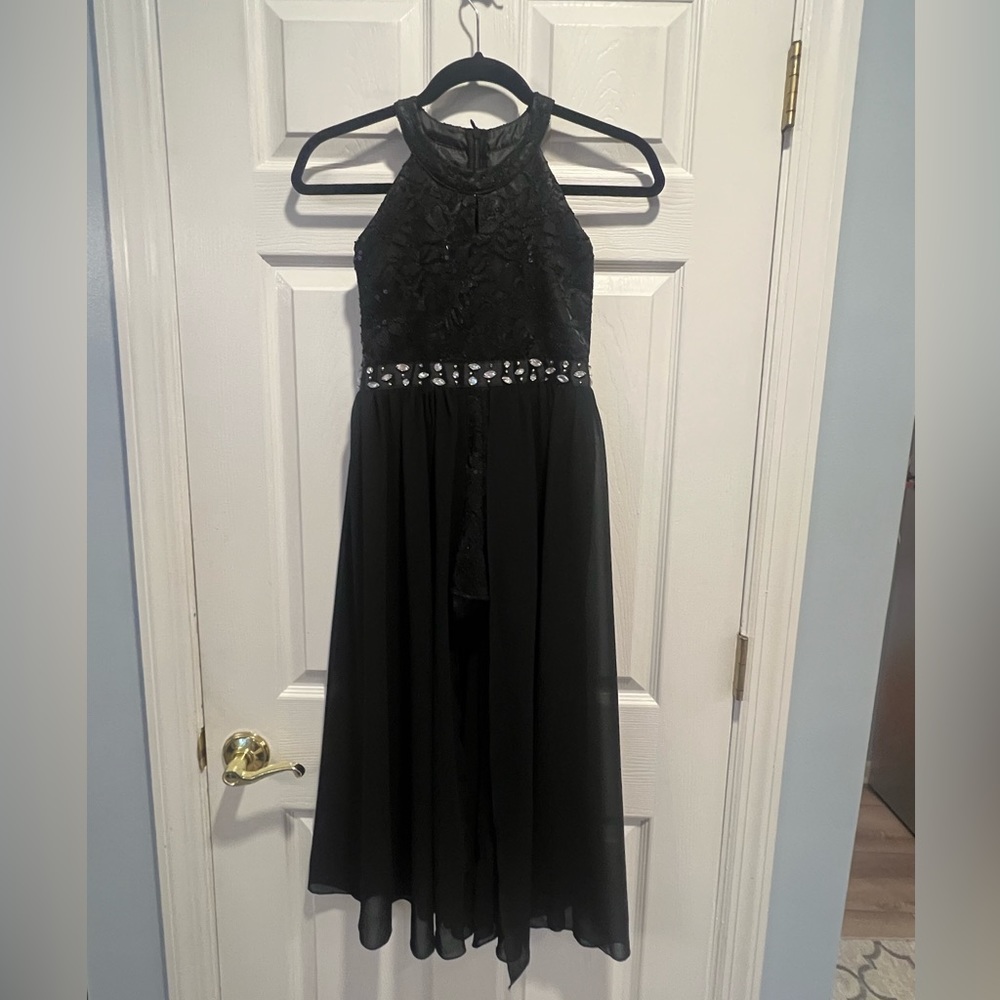 Black, High Neck Sleeveless Chiffon Shorts Romper, girl’s size 10
